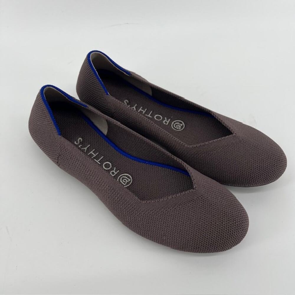 Rothy's The Flat Round Toe Knit Slip On Shoes Womens 7.5 Mink Minimalist Comfort